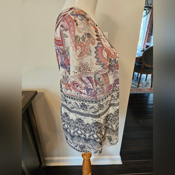 Sundance Size Small Creative Type Floral Mesh Overlay Stripe Top Stretchy Boho - Picture 5 of 12